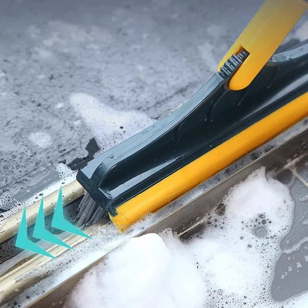 Bathroom Cleaning Brush with Wiper 2 in 1 Long Handle 120° Rotate