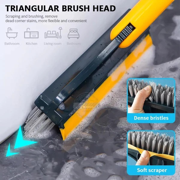 Bathroom Cleaning Brush with Wiper 2 in 1 Long Handle 120° Rotate